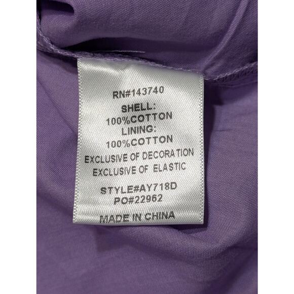 Hyacinth House Tuckernuck Midi Dress Medium Lilac Embroidered Puff Sleeve Cotton - Picture 13 of 14